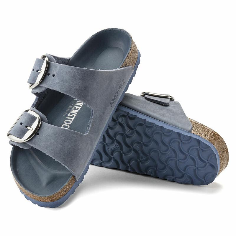 Birkenstock Big Přezkou Oiled Læder Arizona Dame Blå | DK 468DFM